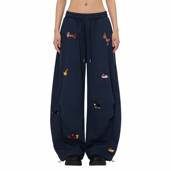 XDIAHBPL Casual Pants For Women Womens Pants Elastic Waist Pockets Side Pockets Sport Solid Loose Long Trousers