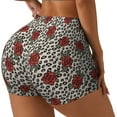 thumbnail image 2 of Sigee Leopard Print Rose Print Women's High Waist Workout Shorts - Squat Proof, Tummy Control, Yoga and Gym Activewear-, 2 of 9