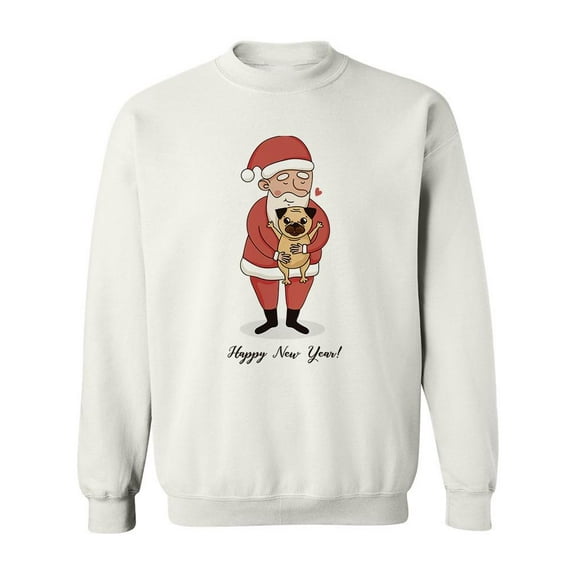 New Year With My Pug Sweatshirt Men -Image by Shutterstock, Male Large