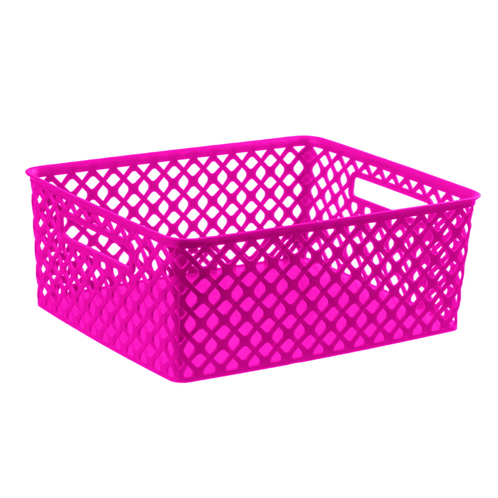 Mainstays Plastic Medium Decorative Pink Storage Bin