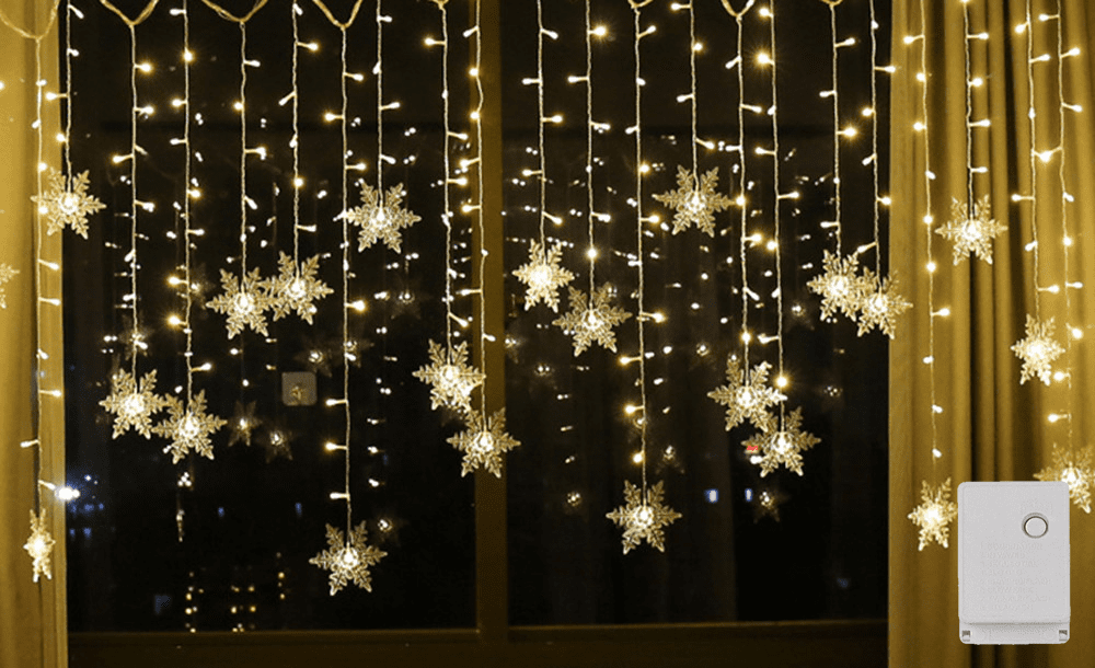 96LED Snowflake Fairy String Curtain Window Light Christmas Wedding Decor USA 