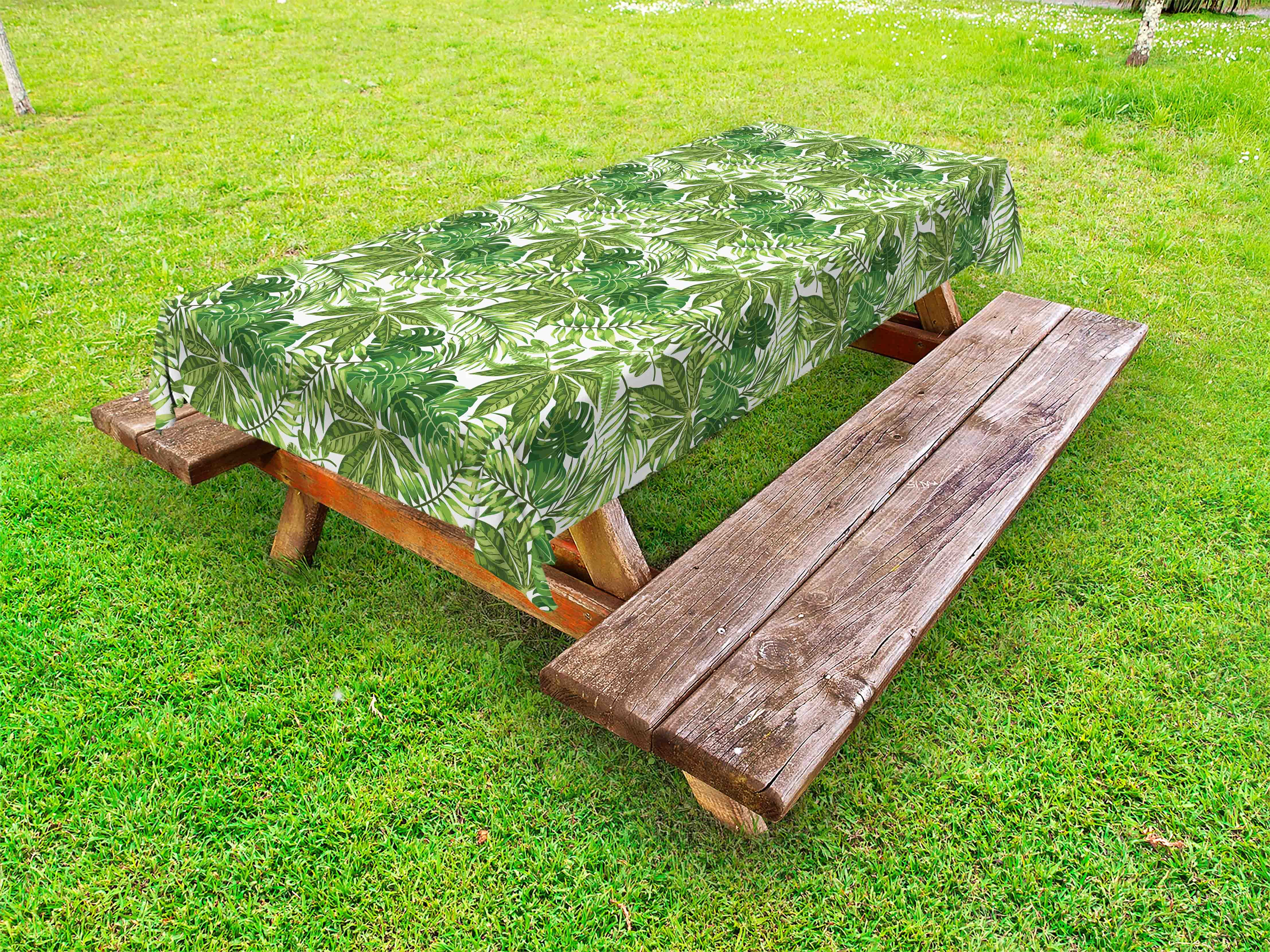 Palm Leaf Outdoor Tablecloth, Mix of Jungle Foliage Leaves Madagascar