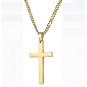 14K Gold Cross for Men Women Boys Fathers Husband Wife Perfect gift with 3mm cuban link chain