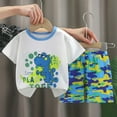 thumbnail image 2 of Little Boy Pajamas Sleepwear Set Cartoon Crew Neck Tee Shorts 12-18 M 18-24 M 2-3 Y Cotton Blend Short Sleeve Beach Vacation Comfortable Fit (2-3 Years,Camouflage), 2 of 3
