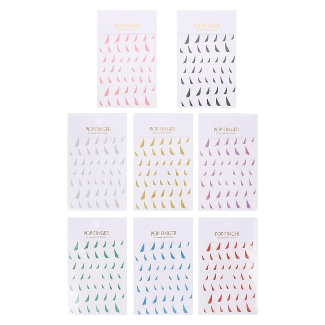 8 Sheets Glitter French Nail Art Stickers U Shape Decals Manicure Nail Sticker