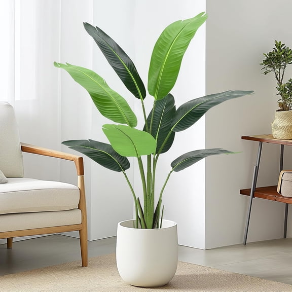 Artificial Plant, 4 Feet Faux Bird Paradise Plant Green Tropical Artificial Plants for Indoor Home Living Room and Offices Decoration, 1 Pack