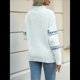 thumbnail image 4 of Suéteres Casuales de Punto con Estampado de Leopardo para Mujer, Suéteres de Larga con Cuello Redondo Azul M, 4 of 9