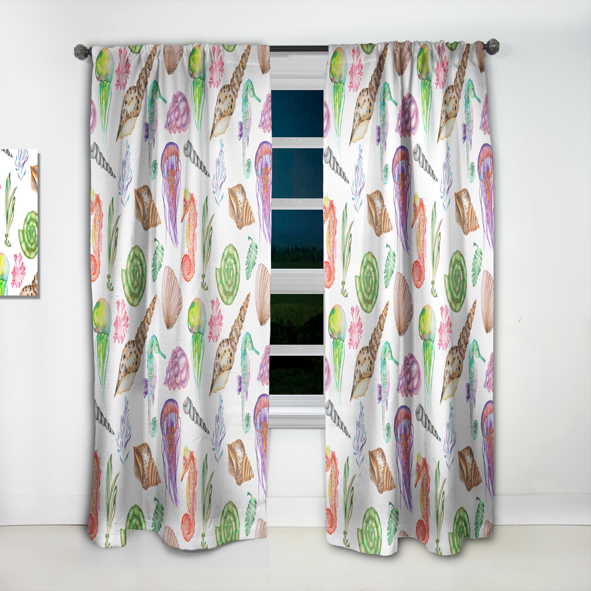 Designart 'Costal Life Form XIV' Nautical & Coastal Curtain Panel