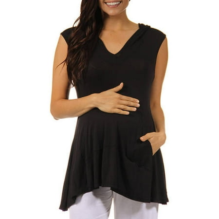 24/7 Comfort Apparel Women's Sleeveless Maternity Tunic Hoodie with a Kangaroo Pocket