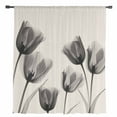 thumbnail image 2 of Vintage Tulip Semi Sheer Curtains Drapes for Living Room, Bedroom, French Doors Window 63 Inches Long, Black Grey Beige Bloom Flower Floral Rod Pocket Chiffon Curtain Drapery Voile Draperies Panel, 2 of 6