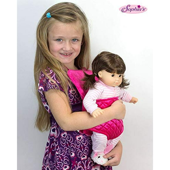 Porte-Poupées pour poupées de 15 Pouces par Sophias, Porte-Bébé Rose Chaud Doux avec Bretelles Non Inclus