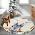 thumbnail image 3 of Small Round Rug 3Ft Washable Non-Slip, Grey Bunny Easter Circle Area Rugs for Living Room Bedroom, Rabbits Spring Botanical Carrots Indoor Floor Mats Carpet Runner for Home Decor, 3 of 8