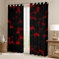 thumbnail image 3 of Feelyou Pixelate Miner Game Black Out Curtains, Neon Gradient Square Curtains Pack of 2 (42x63 Each), Honeycomb Black Red Bedroom Curtains, Blackout Curtains Room Decor, 3 of 7