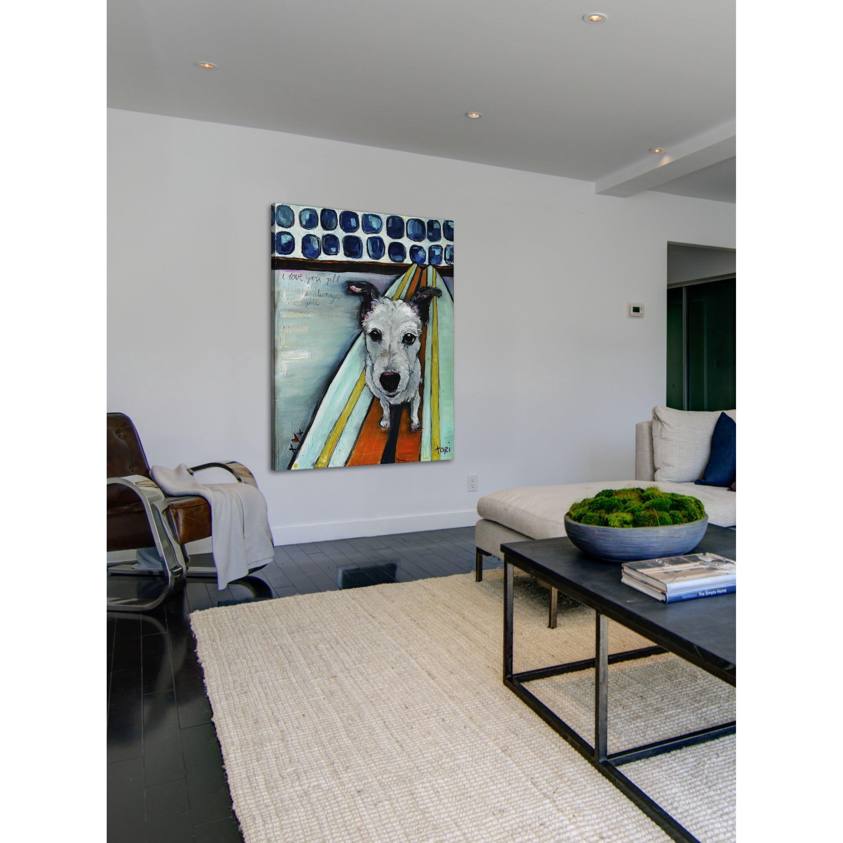 Marmont Hill "Dog on Surfboard" by Tori Campisi Painting Print on Canvas