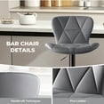 thumbnail image 5 of Daluvenix Modern Bar Stools Set of 3, Adjustable Swivel Counter Height Bar Chairs with Back, Faux Leather Upholstered for Kitchen Island, Grey, 5 of 6