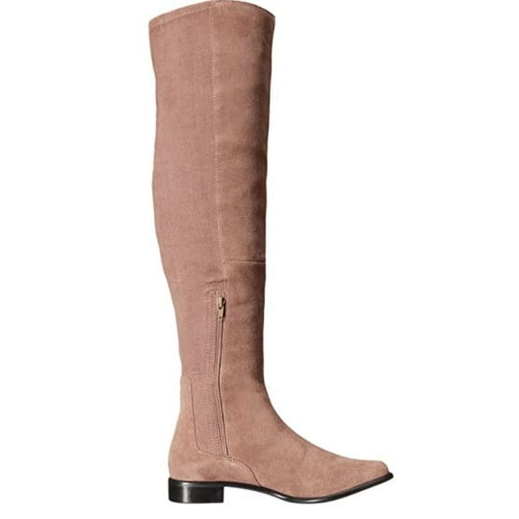 M4D3 Women's Beige Olympia Cow Suede/Stretch Suede Over The Knee Boot, 9