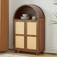 thumbnail image 3 of Wirrytor Arched Kitchen Storage Cabinet, Sideboard Buffet Cabinet with 2-Tier and 2 Doors, Walnut Sideboard, Kitchen Pantry Cabinet, Wooden Storage Cabinet for Living Room, 3 of 8