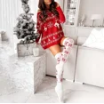 thumbnail image 3 of Vestido de Papá Noel con patrón de ciervo de nieve para mujer, Top de punto de manga larga con cuello oblicuo, bata informal de invierno, 3 of 4