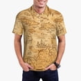 thumbnail image 5 of Yiaed Old Vintage Map Of SeaPrint Men's Short Sleeve Polo Shirt,Golf Polo for Men Three-Button Golf Shirt Athletic Casual Collared T-Shirt- 4X-Large, 5 of 7