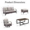 thumbnail image 4 of OPOHORO 6-Piece Outdoor Patio Furniture Set with Sofa, 2 Swivel Rocking Chairs, 2 Ottomans and Coffee Table, PE Wicker Deep Seating with Beige Cushions for Deck or Porch, 4 of 15