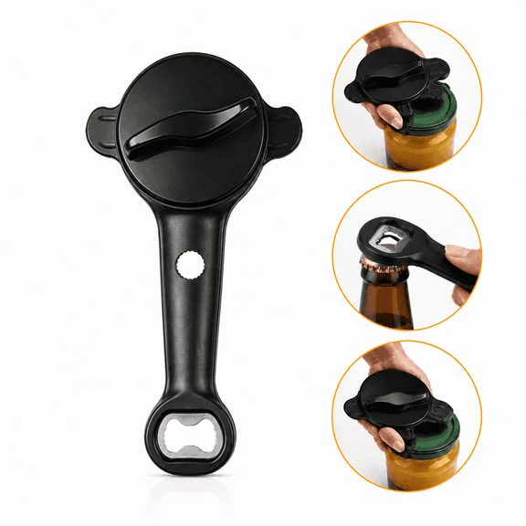 4-in-1 Adjustable Jar Opener for Seniors, Canning Jar & Lid Opener with Non-Slip Grip, Magnetic Hook Rubber Gripper Manual Opener for Bottles, Beer Caps, Ideal for Arthritis and Weak Hands
