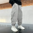 thumbnail image 5 of WEIGFI Child Boys Cargo Pants For Autumn Winter Fashion Loose Fit Casual Joggers With Multiple Pockets Comfortable Twill Trousers For Teen Kids Youth School Outdoor Daily Wear Cozy Solid Color Slacks, 5 of 7