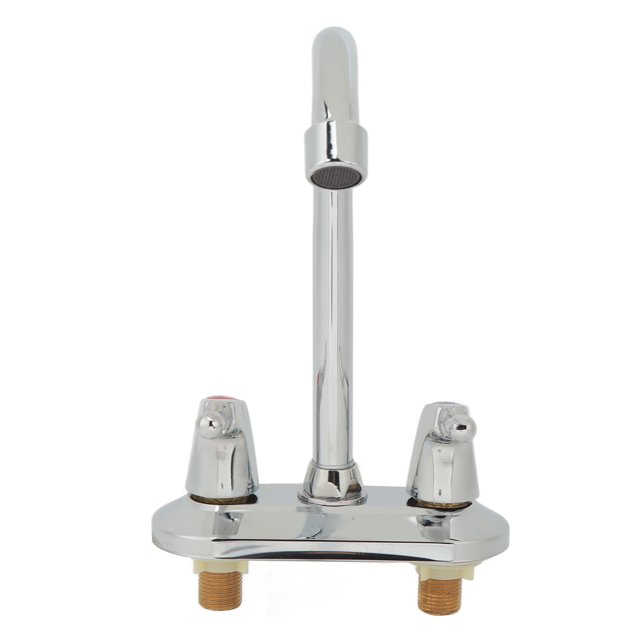 Grifo mezclador para lavabo diseño de placa de cubierta de cuerpo giratorio a prueba de óxido grifo de fregadero plateado con 2 asas para baño ANGGREK Otros