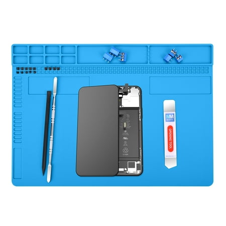 MMOBIEL Silicone Soldering Mat 14x9in Heat Resistant 500°C Blue