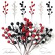 thumbnail image 2 of Árbol de Navidad con bayas rojas, decoración de simulación, ramo de flores de espuma blanca y negra, planta falsa, corona de bricolaje, decoración del hogar, 2 of 5