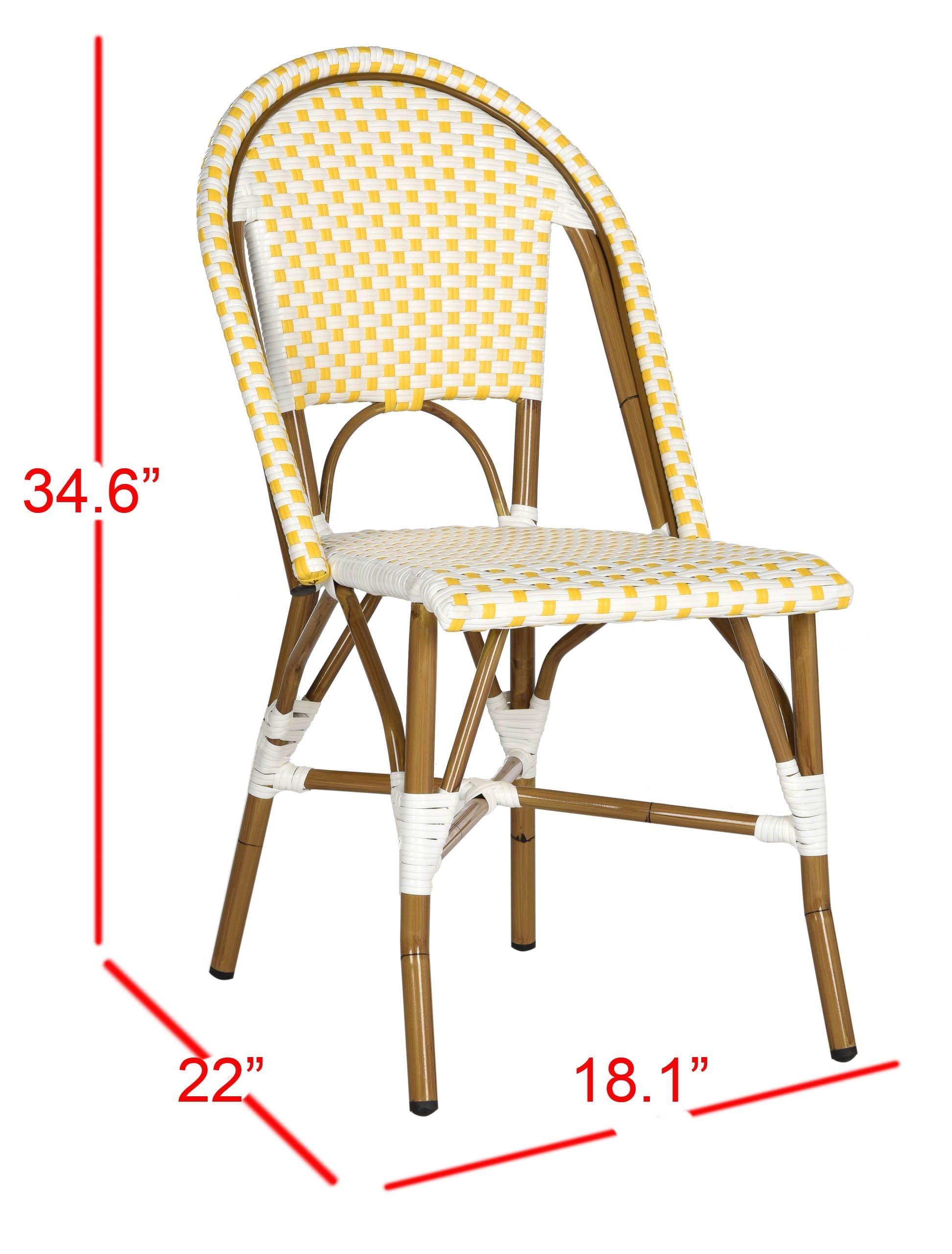Safavieh Salcha Outdoor Bistro Side Chair, Set of 2 - Yellow/White