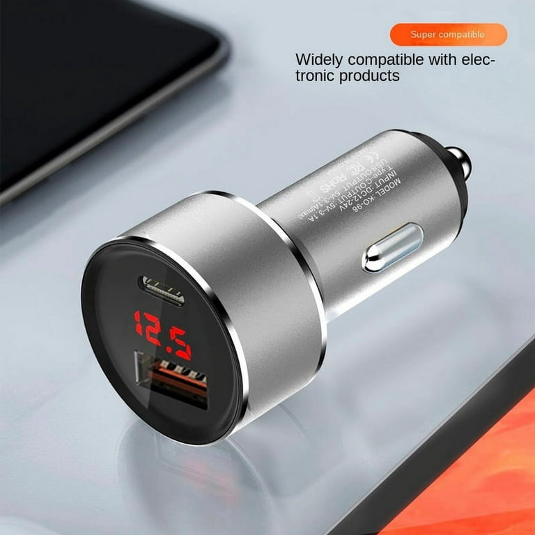 USB Car Charger Fast Charge[Dual QC3.0/Black/All Metal] 36W 6A