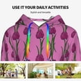 thumbnail image 4 of Daiia Tulips Flowers Pattern Women's Fashion Hoodies & Sweatshirts with Kangaroo Pocket Hooded Sweatshirt with Eye-catching Drawstrings-Medium, 4 of 7