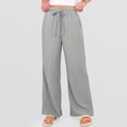 thumbnail image 3 of Women's Breathable Summer Linen Pants High Waist Wide Leg Casual Boho Vacation Trousers Light Gray S, 3 of 5