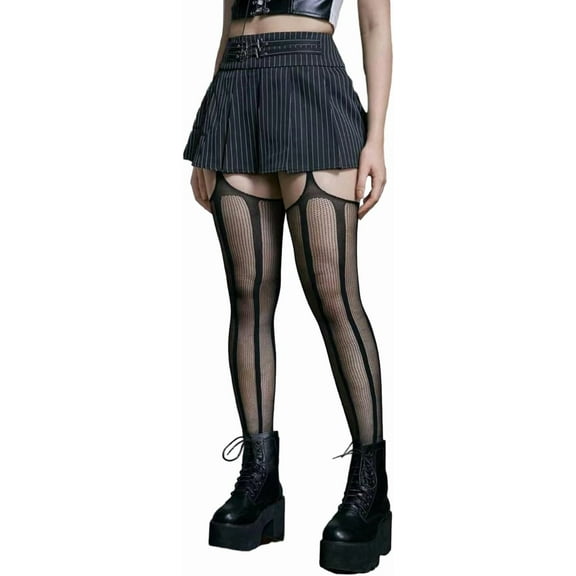 YooGuoGuo Women's High Waist Fishnet Sheer Tights Suspender Pantyhose Thigh High Stockings