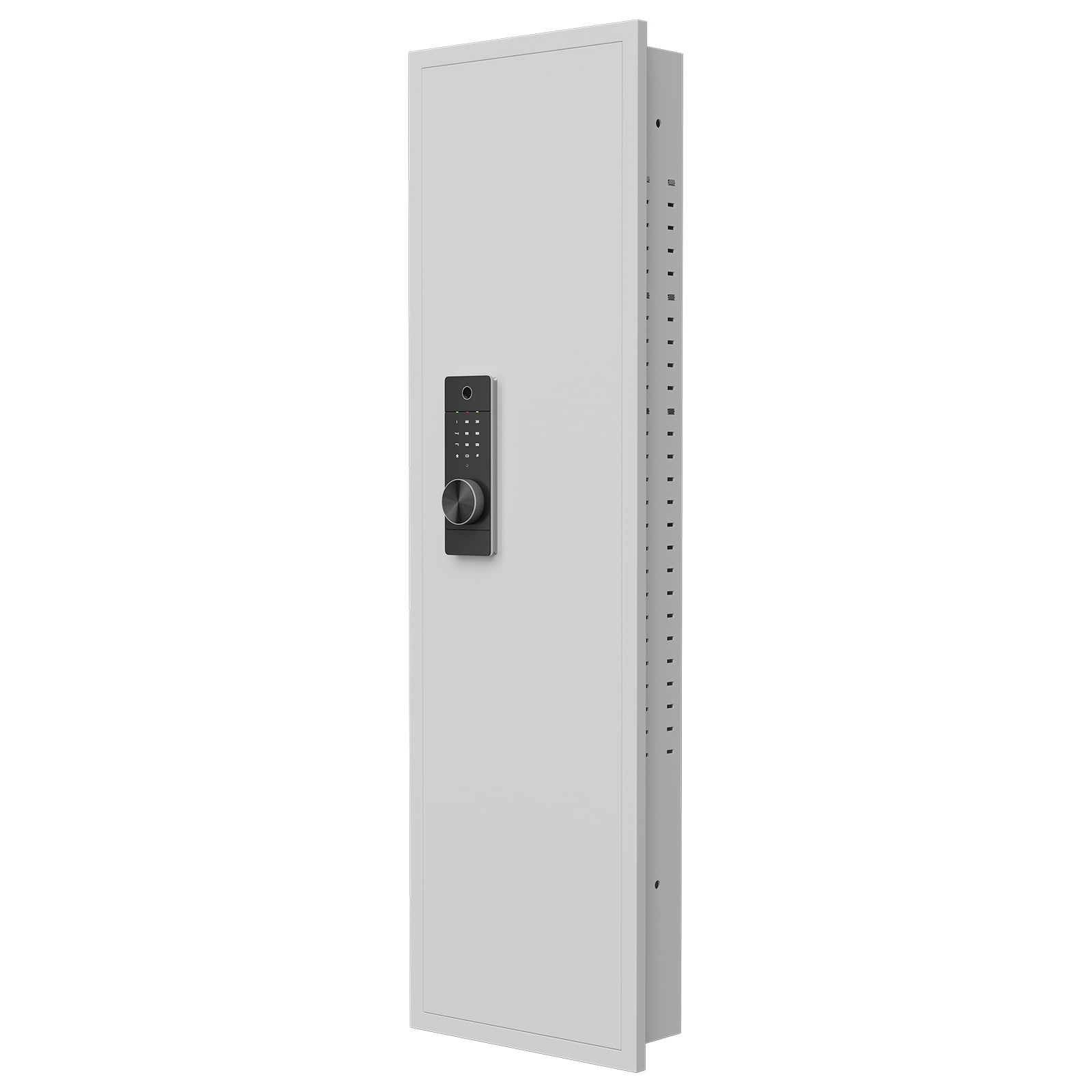 53" Fingerprint Touch Panel In-Wall Safe,Hidden Wall Gun Safe for Rifles with Adjustable Shelves,Assembled Storage Multifunctional Wall Safe for Firearm and Valuables (White-Fingerprint) 17765