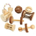 thumbnail image 1 of Flmtop Natural Wood Dumbells Unicycle Bell Roller Chew Toy for Guinea Pigs Rat Rabbits, 1 of 9