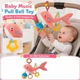 thumbnail image 3 of Kiddiway Happy Monkey Baby Stroller Hanging Plush Toy - Plush Figurine & Cute Plushies, Baby Rattles & Plush Rings, Music Pull, Sensory Auditory, Easy Attach, Car Stroller,Pink, 3 of 7