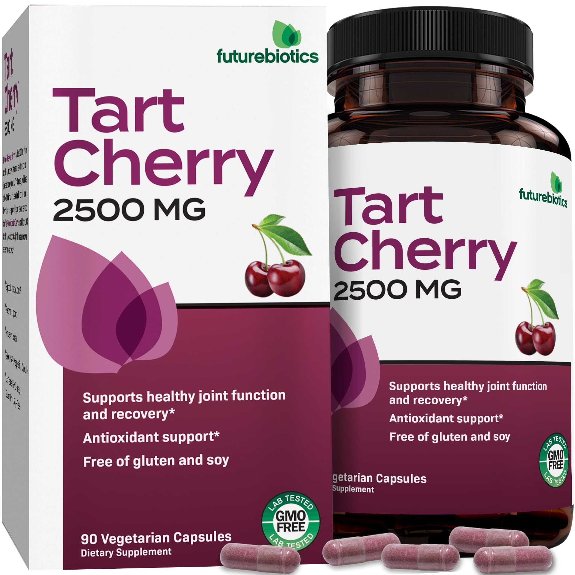 Futurebiotics Tart Cherry 2500 mg - Joint & Recovery Support - Non GMO, Gluten Free, Soy Free, 90 Vegetarian Capsules
