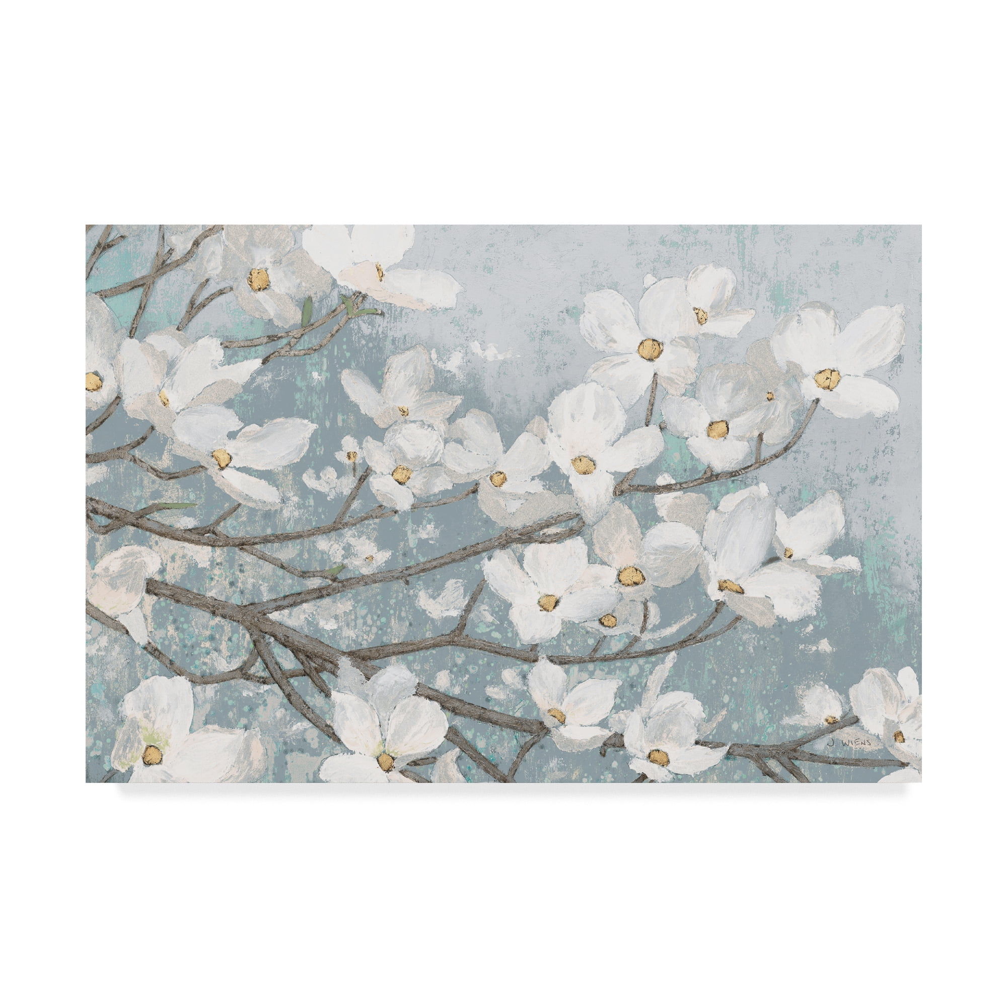 Trademark Fine Art 'Dogwood Blossoms II Blue Gray Crop' Canvas Art by ...