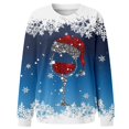 thumbnail image 5 of Womens Christmas Outfit Lightweight Crewneck Sweatshirt Snowflake Graphic Printed Plus Size Long Sleeve Tops (2XL, Blue 01), 5 of 5