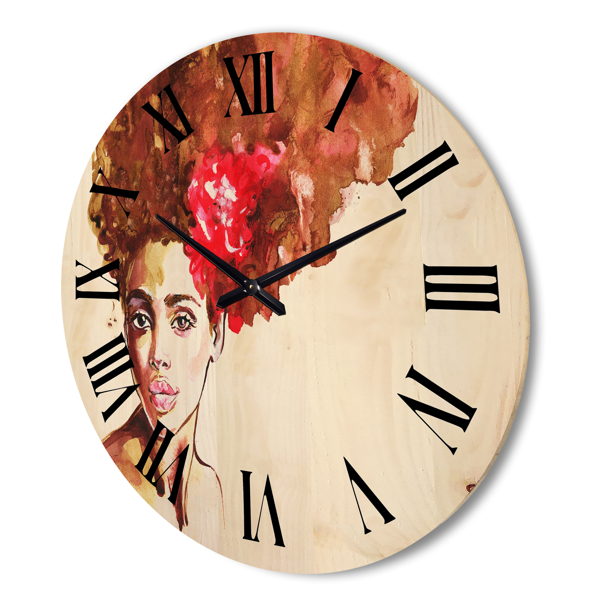 Designart 'Portrait of Young African American Woman II' Modern Wood Wall Clock