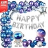 Outer Space Balloon Garland Kit, 109 pcs Outer Space Party Decorations with Happy Birthday Galaxy Rocket Astronaut Moon Star Foil Balloons for Space Themed Birthday Party Supplies