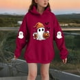 thumbnail image 2 of SERTG Children Halloween Printed Hooded Tops Long Sleeved Sweatshirt with Pockets Fleece Top Hooded Sweatshirt for Girls 3-14 Years(Red,9-10 Years), 2 of 4