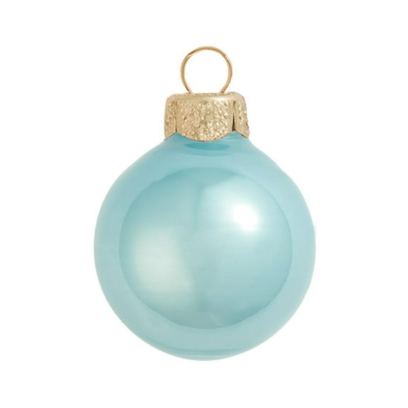 2ct Pearl Baby Blue Glass Ball Christmas Ornaments 6" (150mm)