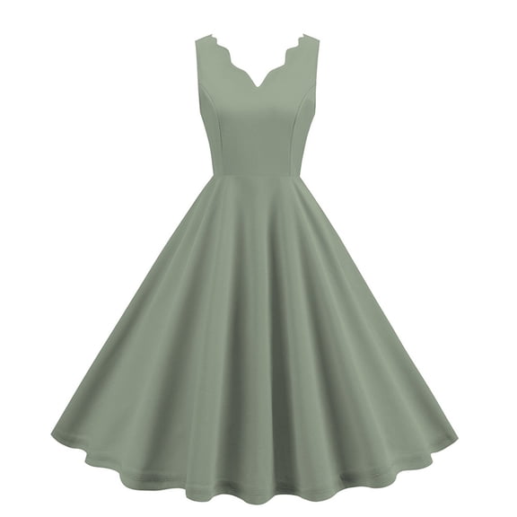 Women's Casual V Neck Floral Retro Dress Elegant Party Graduation Style Comfortable Fashion