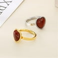 thumbnail image 3 of PAMTIER Women's Stainless Steel Personalized Retro Red Heart Gemstone Ring Gold Size 9, 3 of 5