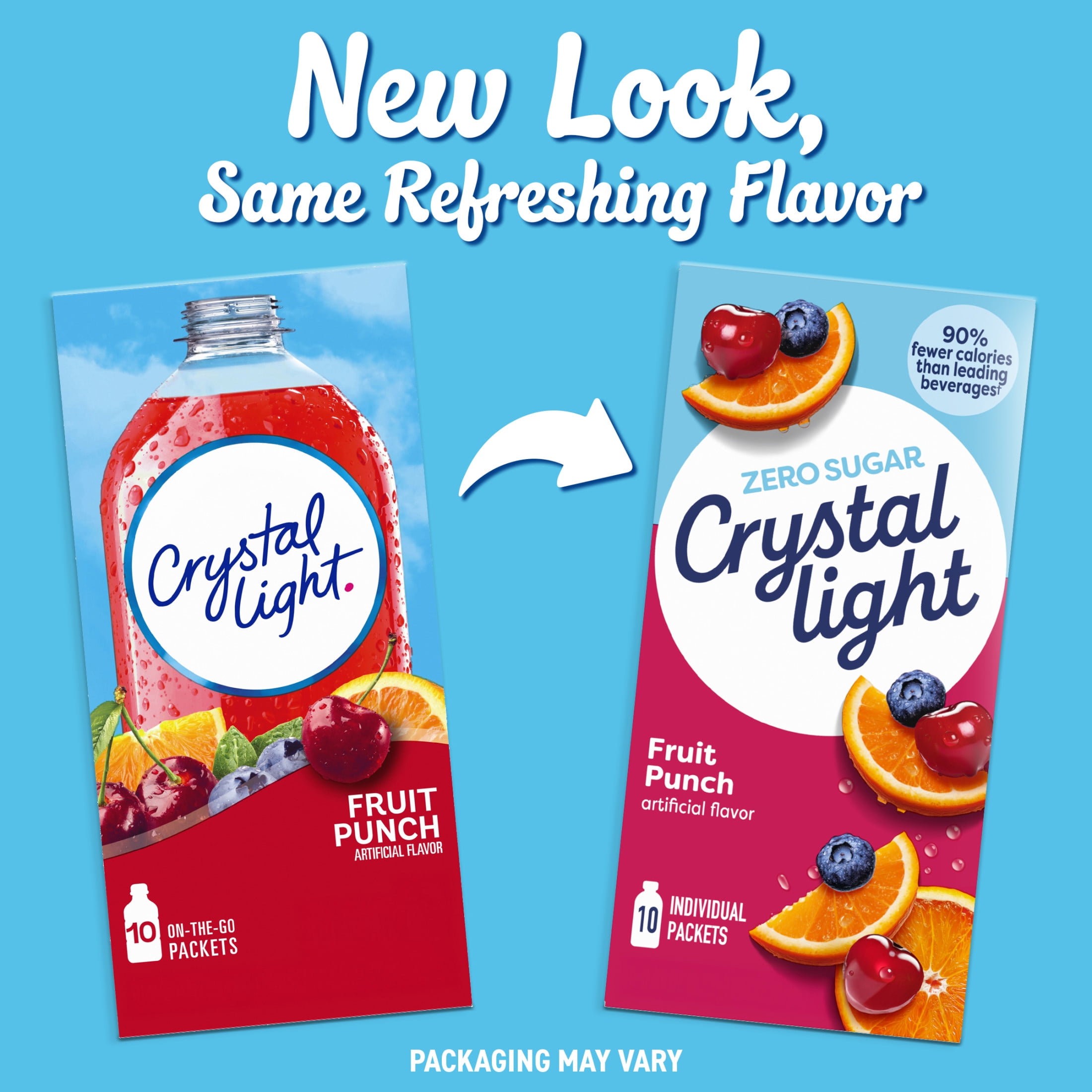 (12 pack) Crystal Light Drink Mix, 10 Packets, for Convenient On-the-Go Flavorful Hydration, Fruit Punch, artificial flavored, Zero Sugar, 0.9 oz