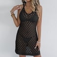thumbnail image 2 of SELONE Cover ups for Swimwear Women Dresses Sleeveless Cutout Bathing Suit V Neck Split Mid Clothes Black XL, 2 of 6