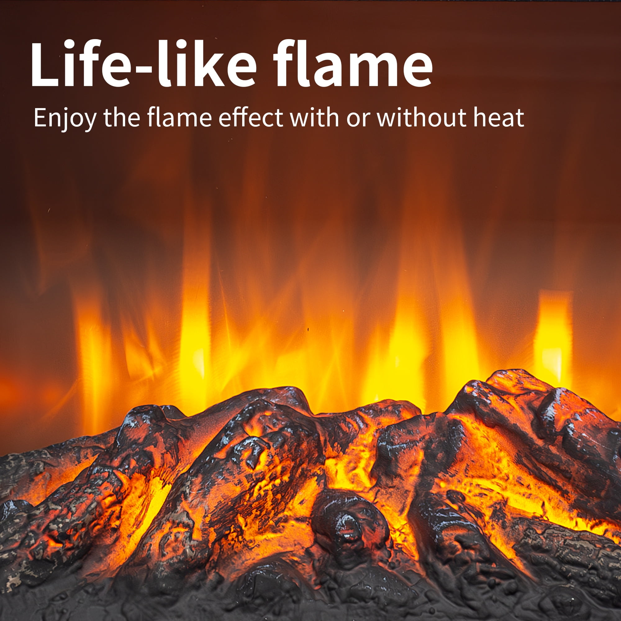 iRerts 17 Inch Freestanding Electric Fireplace Stove Heater, 3D Flame Effect Small Portable Fireplace, 700W/1400W Space Heater Fireplace for Indoor Use, CSA/UL Certified, Antique Black