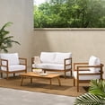 thumbnail image 6 of GDF Studio Aggie Outdoor Acacia Wood 4-Seater Chat Set with Cushion, Teak and White, 6 of 10